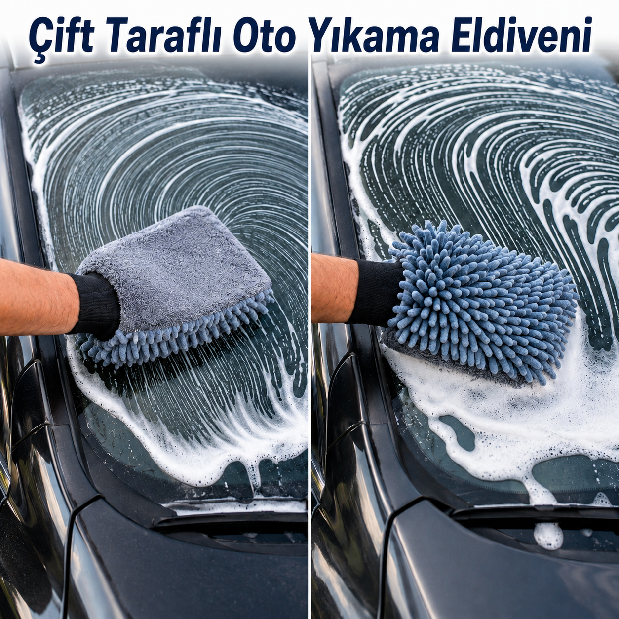 Çift Taraflı Oto Yıkama Eldiveni